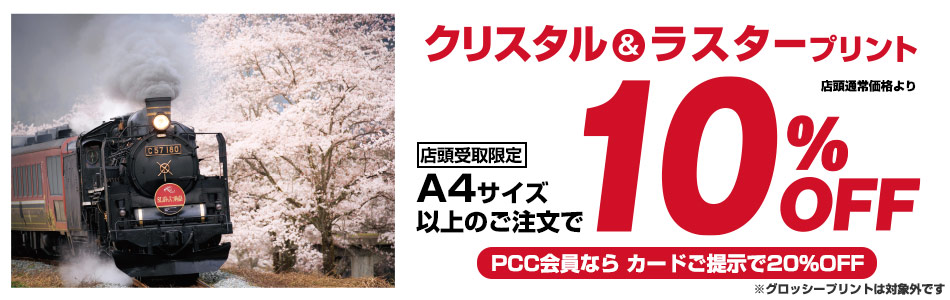 クリスタル&ラスタープリントA4サイズ以上のご注文で10%OFF