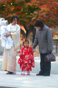 作例１紅葉を背景に入れる