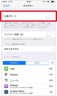 アプリごとのバッテリー消費量を確認する