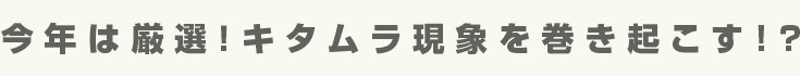 今年は厳選!キタムラ現象を巻き起こす!?