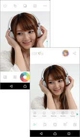顔写真もワンタップで、簡単に補正できます♪